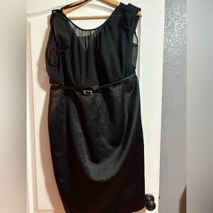 Jessica Howard Black Midi Dress with Sheer Details